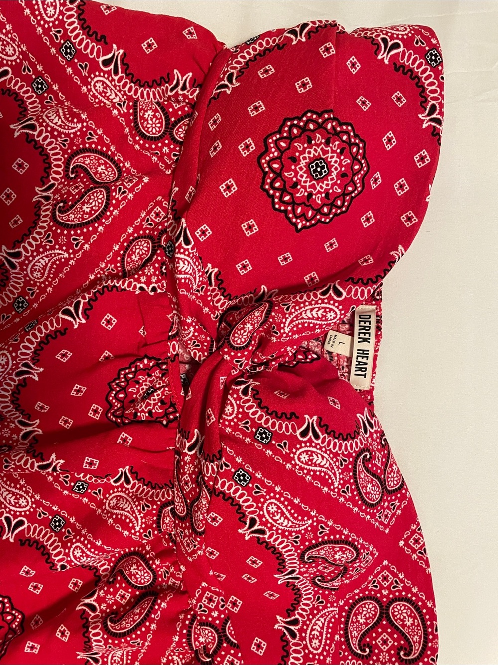 Derek Heart Red Strapless Bandana Tie-Front Sundress - Picture 6 of 9